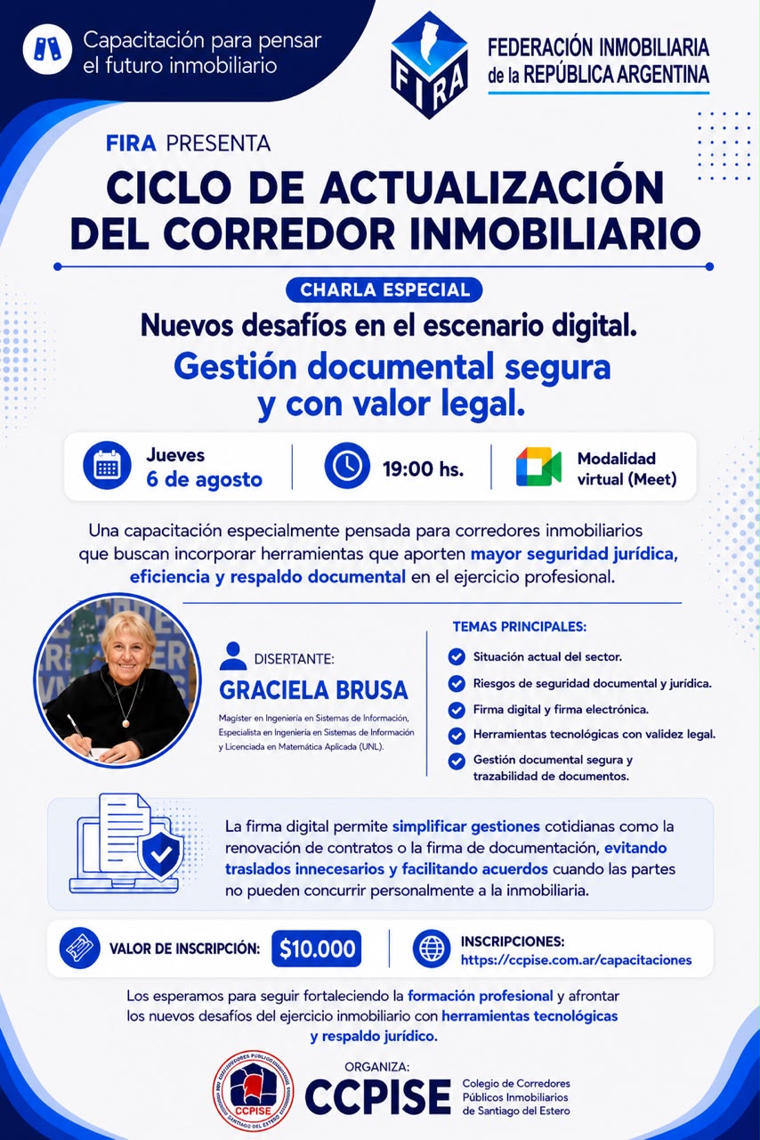 5ta JORNADA DE CAPACITACION FIRA, FIRMA DIGITAL Y  ELECTRONICA